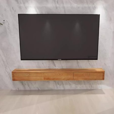 Generique Wandmontierter TV-Ständer Aus Massivholz Für Das Wohnzimmer, Wandmontiertes Unterhaltungszentrum TV-Schrank TV-Ständer In Verschiedenen Größen (100cm-200cm)(Wood Color-B,180 * 24 * 20cm)