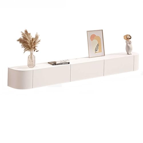 Wandmontierter TV-Schrank mit Kabellöchern und Aufbewahrungsregalen – schwimmender TV-Ständer für Wohnzimmer, Schlafzimmer – Medienkonsolen-Organizer für Elektronik