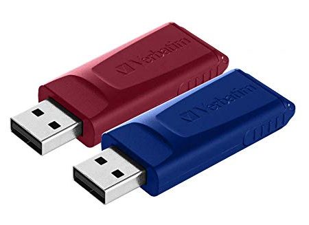 Verbatim Slider USB-Stick Multipack 32GB, USB 2.0, 2x USB Speicherstick, für Laptop Notebook Ultrabook TV Autoradio, USB 2.0 Stick, Datenstick mit Schiebemechanismus, Rot Blau