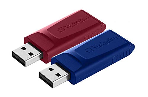 Verbatim Slider USB-Stick Multipack 32GB, USB 2.0, 2x USB Speicherstick, für Laptop Notebook Ultrabook TV Autoradio, USB 2.0 Stick, Datenstick mit Schiebemechanismus, Rot Blau