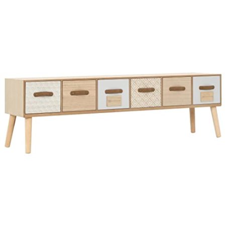 VACARX TV-Schrank mit 6 Schubladen 130x30x40 cm Kiefer massiv Artikelmaterial: Kiefernholz massiv
