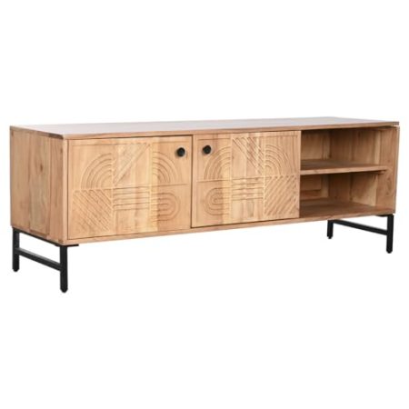 Home ESPRIT TV-Schrank, Braun, Schwarz, Metall, Akazie, 145 x 40 x 52 cm