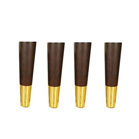 FWZJ Massivholzmöbel Beine, Sofa Fuß Kegelhalterung Ersatzfuß, TV-Schrank Couchtisch Bett Badezimmerschrank, Hardware DIY Zubehör 4-teiliges Set (Schraube) Fußabdeckung aus reinem Kupfer