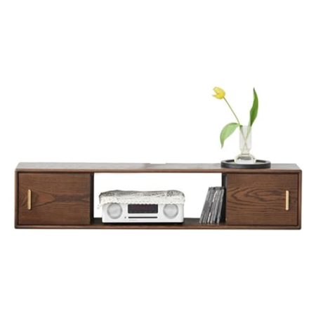 Tv Lowboard Hängend Massivholz Mit 2 Kabellöchern Tv Schrank Keine Montage Erforderlich Moderner Fernsehschrank Hängeschrank für Wohnzimmer, Schlafzimmer(Multi-Colored)