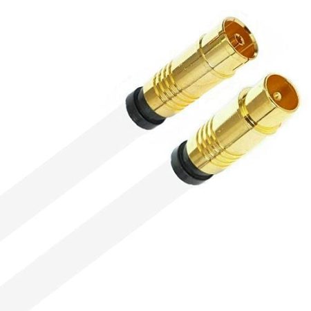 AC-Sat-Corner Antennenkabel TV Kabel 135 dB HD 4K HQ Koaxial Kupplung/Koaxial Stecker 7mm Goldstecker Weiß 5 Meter