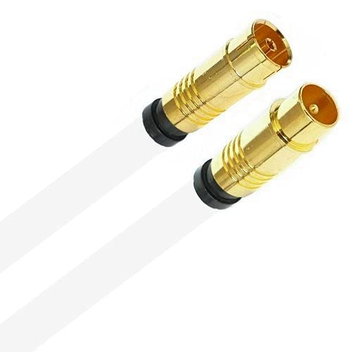 AC-Sat-Corner Antennenkabel TV Kabel 135 dB HD 4K HQ Koaxial Kupplung/Koaxial Stecker 7mm Goldstecker Weiß 5 Meter