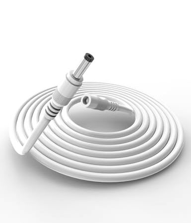 Tonton 3Meter Echo Dot Show Verlängerungskabel 12V 1.25A für Alexa Echo Dot (3. 4. Generation), Echo Dot mit Uhr, Echo Dot Kids Edition, Echo Show 5, Echo Spot, Fire TV Cube, 15W (Weiß, 20AWG)