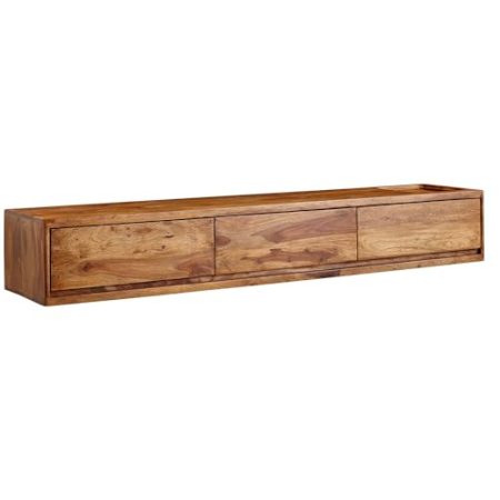 Wohnling Lowboard Hängend Sheesham Massivholz 160x25x35 cm TV-Schrank Braun, Design Fernsehtisch mit Stauraum, Fernsehschrank Wand Modern, TV-Kommode Fernsehkommode zum Aufhängen