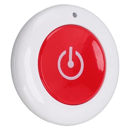 ASHATA Funk-Pager mit Ruftaste, Drahtlose Kopierfernbedienung, Intelligente, Kompakte, Runde Fernbedienung, für Zuhause, Flur, Büro, Garage, DC 3 V, Weiß, Rot (Schalten)