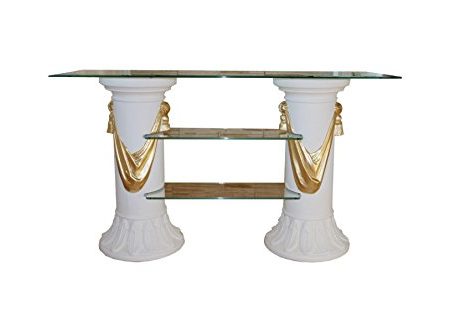 Antikes Wohndesign TV Rack Regal Fernsehschrank TV Schrank Phonoregal HiFi Rack Glas 125cmx40cm mit Ablage