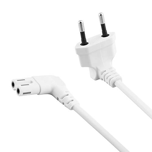 BestPlug 5m Strom-Kabel Netz-Kabel, Euro-Stecker männlich 90° abgewinkelt auf C7 Buchse Kupplung weiblich 90° abgewinkelt, Weiß