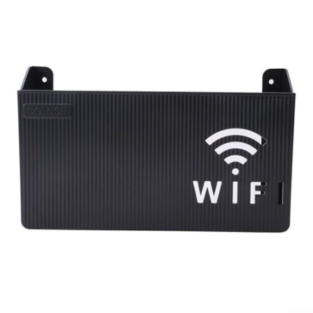 Hohles Design, Wandmontage, WLAN-Router-Regal, Aufbewahrungsbox, Signalempfangsverbesserung (schwarz)