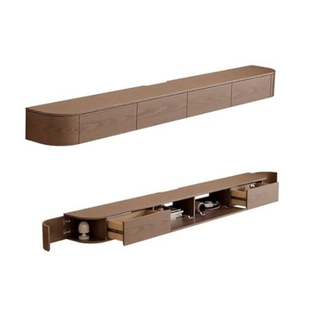 Aipunlus Fernsehschrank mit LED-Lichtern, TV-Ständer, moderner schwimmender TV-Ständer, Wohnzimmer-TV-Ständer, TV-Tisch, moderner Stil, Wandmontierter TV-Schrank, Medienkonsole (Mit LED, 180cm)