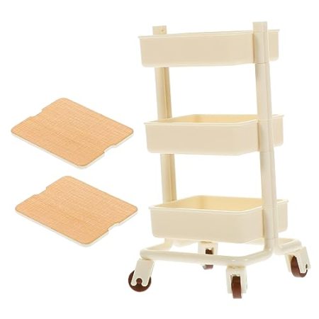 HOMSFOU Bewegliches Trolley-Modell Miniatur-möbelzubehör Einkaufswagen Für Puppen Mini-Trolley-möbel Mikro-Layout-Ornament Trolley Kleinigkeiten Rack Mini Auto Plastik Weiß Planke