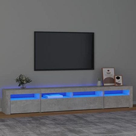 TEKEET Unterhaltungszentren & TV-Ständer-TV-Schrank Fernsehtisch Schränke mit LED-Leuchten Beton Grau 240x35x40 cm-Möbel