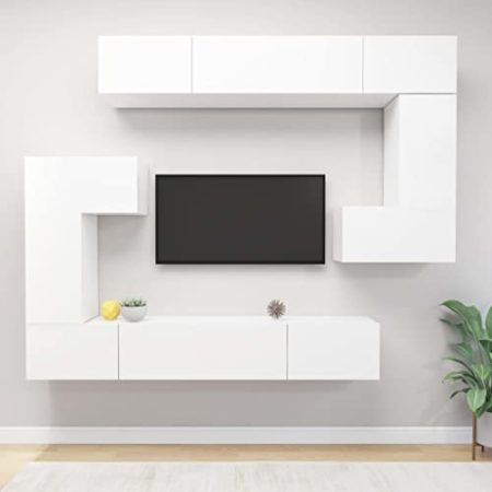 AJSEOYBS Fernseher Tisch,Fernseher Schrank8-Tlg. Tv-Schrank-Set Weiß Holzwerkstoffgeeignet Geeignet für Wohnzimmer, Schlafzimmer, Büro, Empfangsraum, Arbeitszimmer