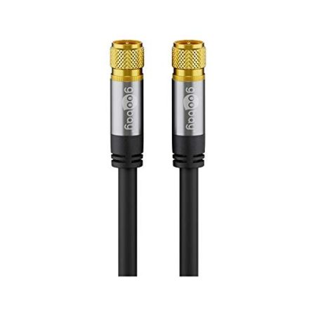 Goobay 70661 1m Satellitenkabel mit F-Stecker für DVB-S Receiver, 75 Ohm, Kabelinternet Modem, Router Schwarz