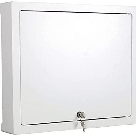 Aufbewahrungsbox für drahtlose Router, mit Schloss, wandmontiertes Regal zum Organisieren von WLAN-Routerkabeln und Zubehör, Weiß, 38 cm