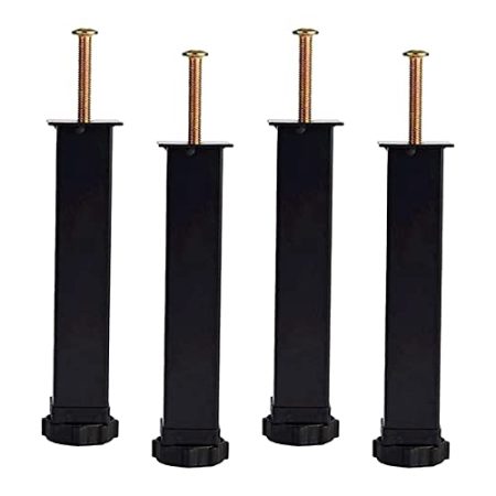 Verstellbare, robuste Möbelbeine, 4 Stück, Schrankfußbeine mit Bettstütze, verstellbares Bettgestell, Zubehör für Bettgestell, 30 cm, schwarze Beine, 30 cm