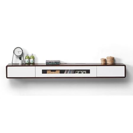 Wandmontierter TV-Schrank mit Schubladen und Schränken für 35-70-Zoll-Fernseher, schmales Mediencenter für Wohnzimmer oder Hotel, Unterhaltungskonsole mit modernem Design (C160 x 24 x 20 cm)
