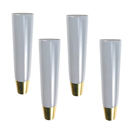 4 Stück Möbelbeine aus Massivholz, Ersatz-Sofabeine, Tischbeine aus Eiche, gerade kegelförmige Schrankbeine, TV-Schrankbeine, für Couch, Frisiertisch, Nachttisch, mit Zubehör (15,5 cm, grau)