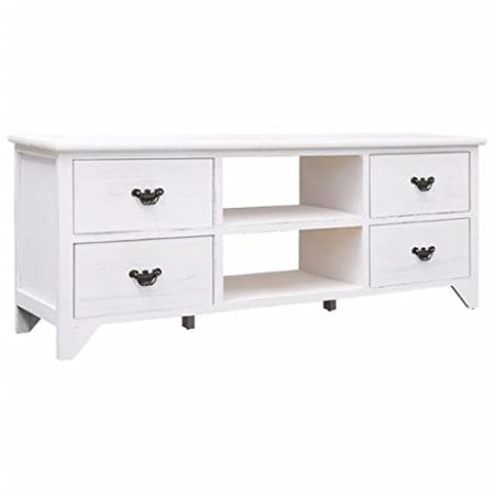 VACARX TV-Schrank Antik-Weiß 108x30x40 cm Massivholz Paulownia-Artikelfarbe - Antik Weiß