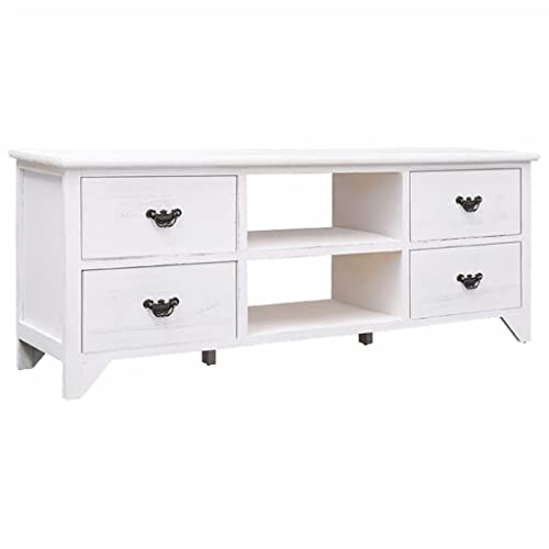 VACARX TV-Schrank Antik-Weiß 108x30x40 cm Massivholz Paulownia-Artikelfarbe - Antik Weiß