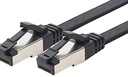 2m Cat 8 Patchkabel flach schwarz 40 Gigabit Netzwerkkabel Ethernet LAN Kabel 40 Gbits 2000 Mhz Patchkabel Cat8 Kabel LSZH TPE PIMF Rj45 Stecker 1 Stück - 2m
