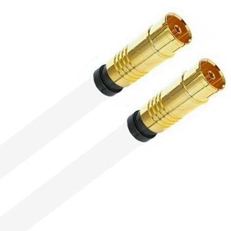 AC-Sat-Corner Antennenkabel TV Kabel 135 dB HD 4K HQ Koaxial Kupplung/Koaxial Kupplung 7mm Goldstecker Weiß 5 Meter