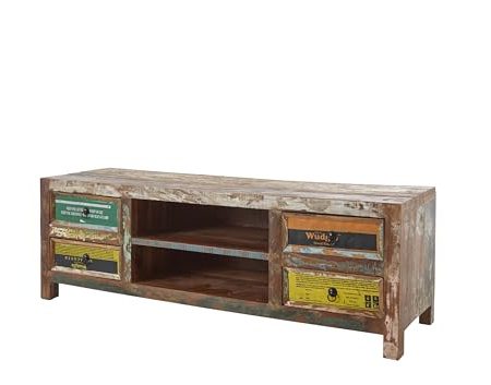 TV-Schrank Banksy 156cm mit 4 Schubladen - braun