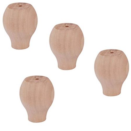 4 Stück Möbelbeine aus Massivholz, Sofabeine aus Holz, runde Möbelfüße, Ersatzbeine für Couch, Bett, Sessel, Schrank, Couchtisch, TV-Schrank, mit Zubehör, 2 cm/4 cm/6 cm (schwarz2 (unlackiert 6 cm))