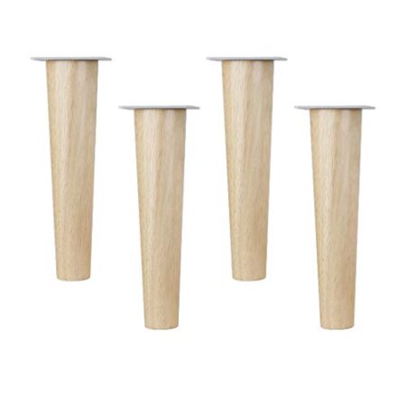 WYRMB Möbelbeine aus massivem Eichenholz, Sofabeine, Couchtischbeine, Schrankfüße, konische Ersatzbeine für TV-Schränke, Schminktische, Bücherregal, Bank, mit Zubehör, 4er-Set (23,2 cm)
