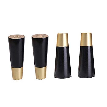 FWZJ Massivholzmöbel Beine, Sofa Fuß Kegelhalterung Ersatzfuß, TV-Schrank Couchtisch Bett Badezimmerschrank, Hardware DIY Zubehör 4-teiliges Set (Schraube) Fußabdeckung aus reinem Kupfer
