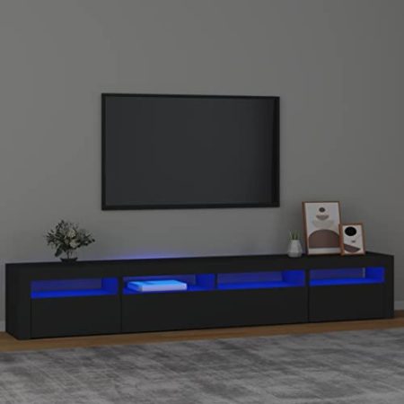 AJJHUUKI Outdoor-Möbel-TV-Schrank mit LED-Leuchten Schwarz 240x35x40 cm-Möbel