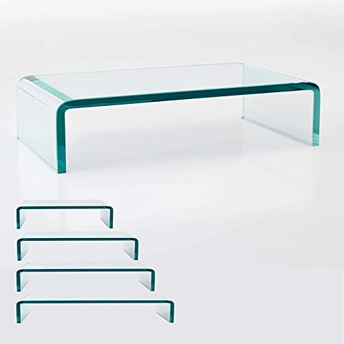 bijon TV Aufsatz Glas Bildschirm-Erhöhung | PC Monitor-Erhöhung, Schreibtisch-Aufsatz für Laptop Erhöhung, Monitor-Erhöhung | (B/T/H) 700x300x130mm - klar