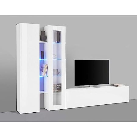 TV-Möbel-Set Natasha | TV-Schrank, Vitrine, Stauschrank und Staufächer | High Gloss White