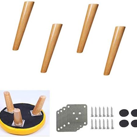 VAKUUM Set mit 4 natürlichen Massivholzbeinen, Buchenbettfüßen, Sofa-Ersatzbeinen, konischen Couchtischbeinen aus Holz, für TV-Sesselsofas, mit Hardware-Zubehör, Holzfarbe, Neigung, 30 cm