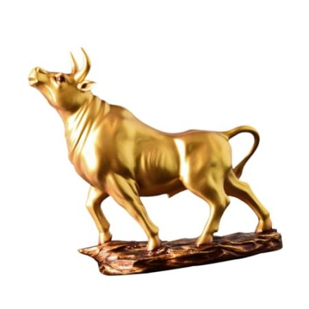 Folpus Stierskulptur, Stierstatue, Foto-Requisiten, Sammlerstück, Zubehör, Schreibtischdekoration, Ornamentfigur für die Arbeitsplatte, Eingangsbereich, Gold