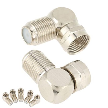 Asnq Rg6 90 Grad 5-teiliges Tv-Antennen-Stecker auf F-Buchse, Yosoo Rechtwinkliger Kabelstecker-Adapter-Set