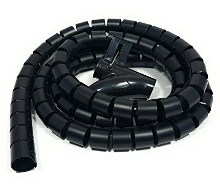 Bambelaa! Kabelschlauch 1,5m Kabelkanal kürzbar Kunststoff flexible Kabelorganisation 20mm Durchmesser (Schwarz, 1,5m x 20mm)