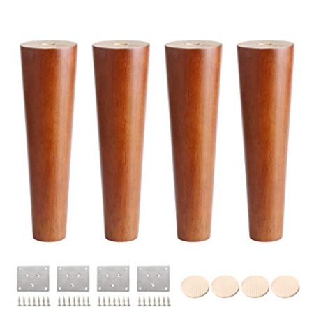 WYRMB Massivholz-Möbelbeine, konische Ersatz-Sofabeine, Couchtischbeine, für DIY-Schreibtisch/TV-Schrank/Nachttisch/Schrank, 8–80 cm optional, mit Zubehör, 4er-Set (25 cm/9,8 Zoll)