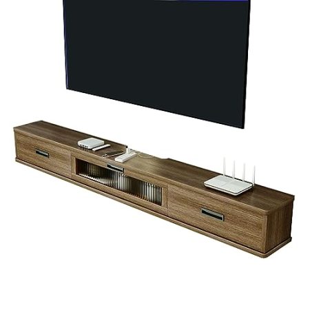 Tv Lowboard - Tv Schrank Hängend - 120/140/160 Cm Massivholz-TV-Lowboard, Wandmontierte Medienkonsole, Schwebendes TV-Ständer-Komponentenregal, Audio-Video-Regal ( Color : A , Size : 140X25X24CM )