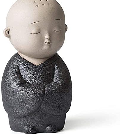 JIAChaoYi Kleine süße Mönchsfigur aus Keramik, handgefertigte kleine Mönchsornamente, Teeset-Zubehör