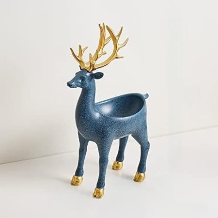 jiaquanwufeng-2022 Dekorative Ornamente Nordic Creative Simple Deer Dekoration Lagerung Skulptur Home Decoration Zubehör Wohnzimmer Schlafzimmer Decor Zubehör Dekorative Statue (Color : Blue Gold)