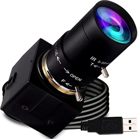 G Varifocal USB Kamera 2MP 10X optischer Zoom Webcam,5-50mm Varifocus Webkamera,Full HD 1080P Varifocal Objektiv Webcam mit IMX323 Sensor,Fokus einstellbare Webcam 0,01LUX Kamera Webcam