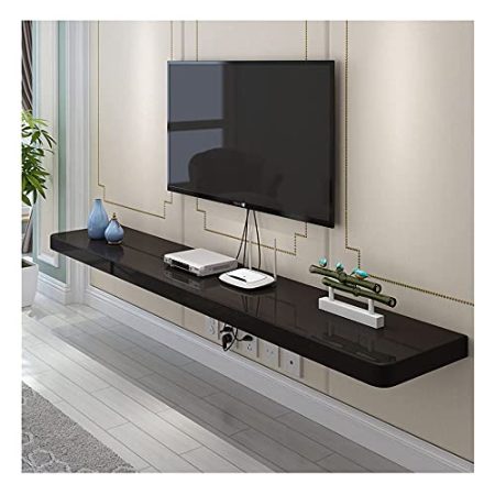 Vendics Tv-Ständer Schrank Tv-Wandeinheiten Für Wohnzimmer Medienkonsole Schwebende Tv-Ständer Wandmontierte Tv-Schrank Für Wohnzimmer Unterhaltung Zimmer Büro/Black/160X24X2.5Cm