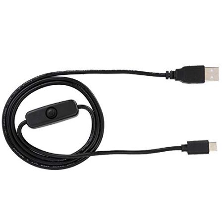 FILFEEL TypeC-Netzadapterkabel mit Schalter für 4, 3 A Ausgang für Heimgeräte, Schwarz, 1 M Länge (1 m / 3,3 Fuß)