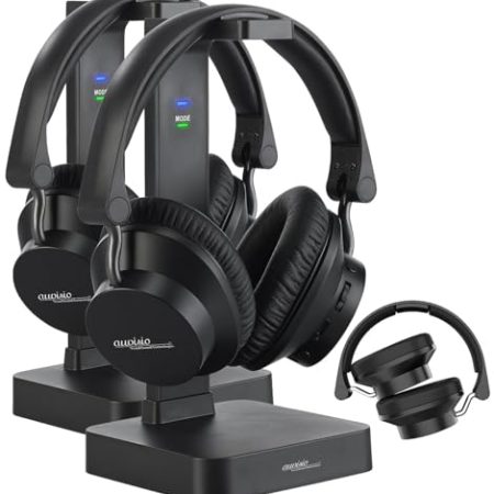 auvisio Kopfhörer TV: Digitaler Funkkopfhörer & Hörverstärker, 98 db TV-Modus, 2er-Set (Kopfhoerer, Gesprächsverstärker-Kopfhörer, Lautsprecher iPad)