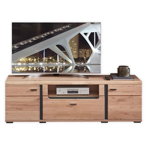 TV-Lowboard in Altesche massiv, Old Artisan Oak Optik FSC-zertifiziert - Moderner TV Schrank mit viel Stauraum für Ihr Wohnzimmer - 180 x 55 x 42 cm (B/H/T)