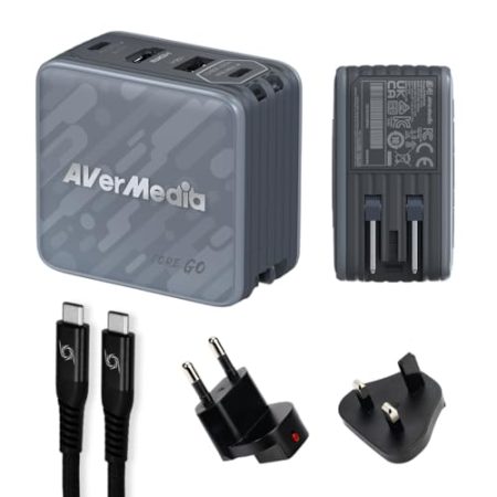 AVerMedia Tragbares Ladegerät für Nintendo Switch, Steam Deck Dock, 100W GaN Schnelllade-USB-C-Hub, TV-Dockingstation mit 4K60 HDMI, Kompatibel mit iPhone, iPad, Laptop, PC, Gaming-Zubehör